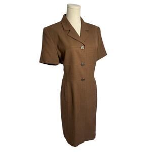 Vintage Pinup Minimalist Brown Dress LARGE